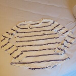 Aeropostale Navy and White Striped Long Sleeve Tee
